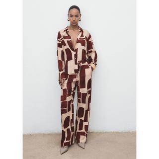 MANGO Parisi Geometrischer Print Straight Fit Hose  