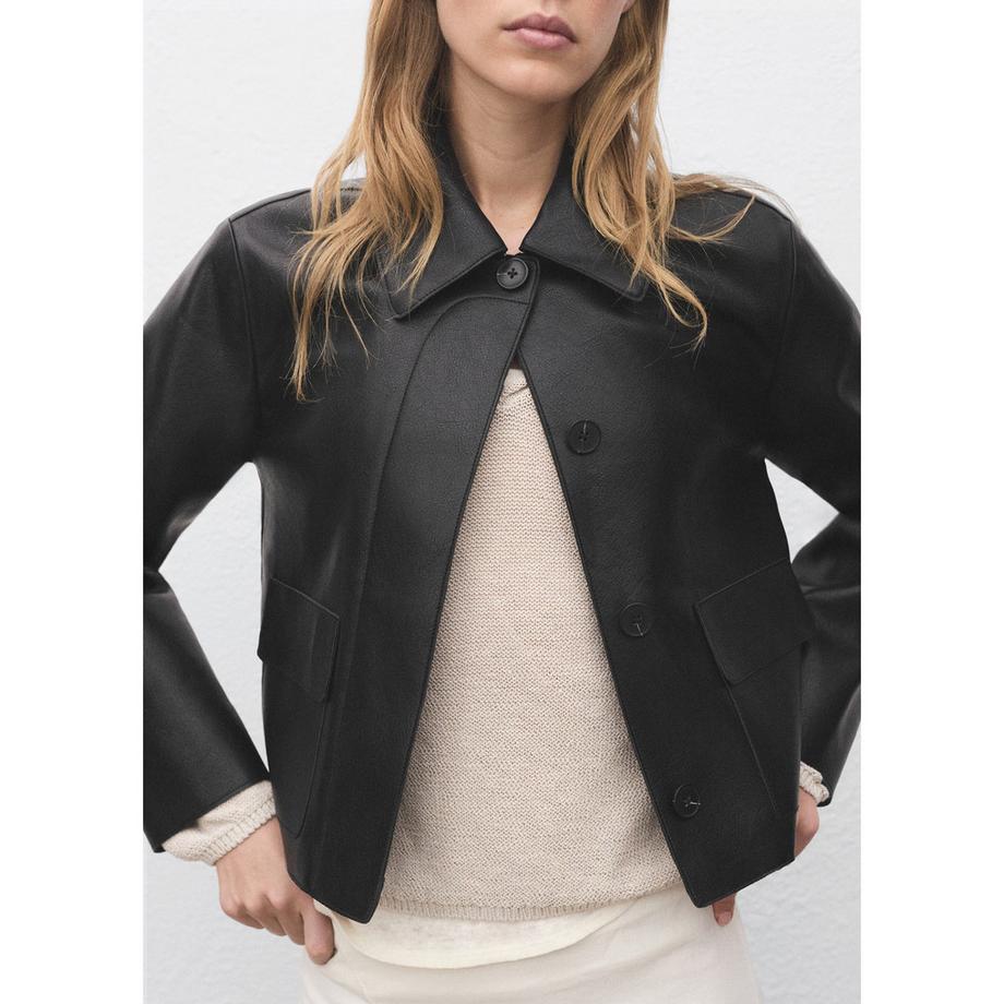 MANGO Sabina Veste Courte Effet Cuir  