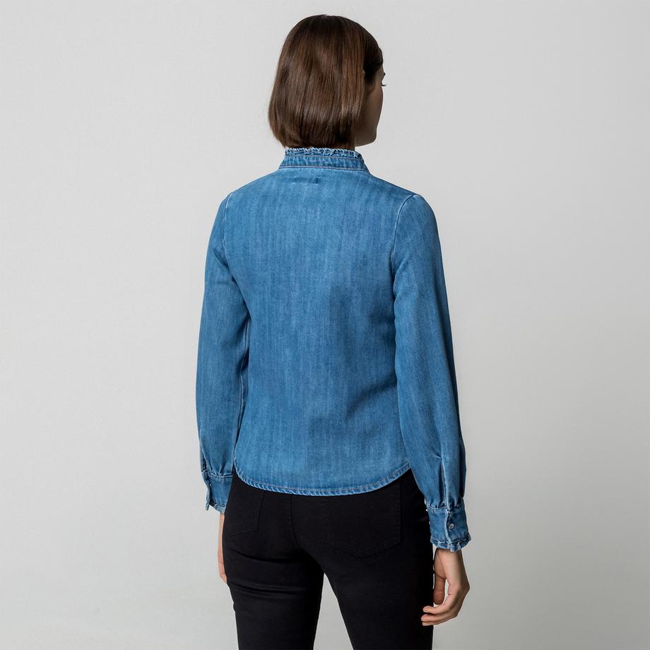 Manor Woman Denim Rüschenbluse Regular Fit  