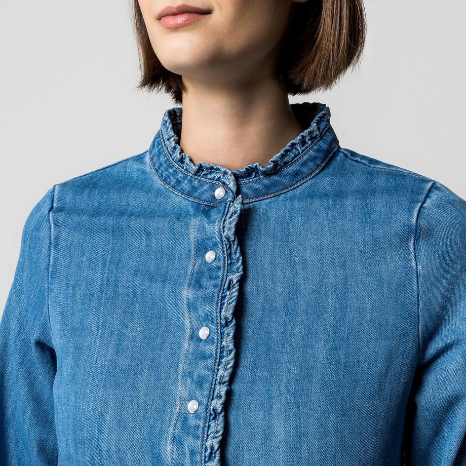 Manor Woman Denim Rüschenbluse Regular Fit  