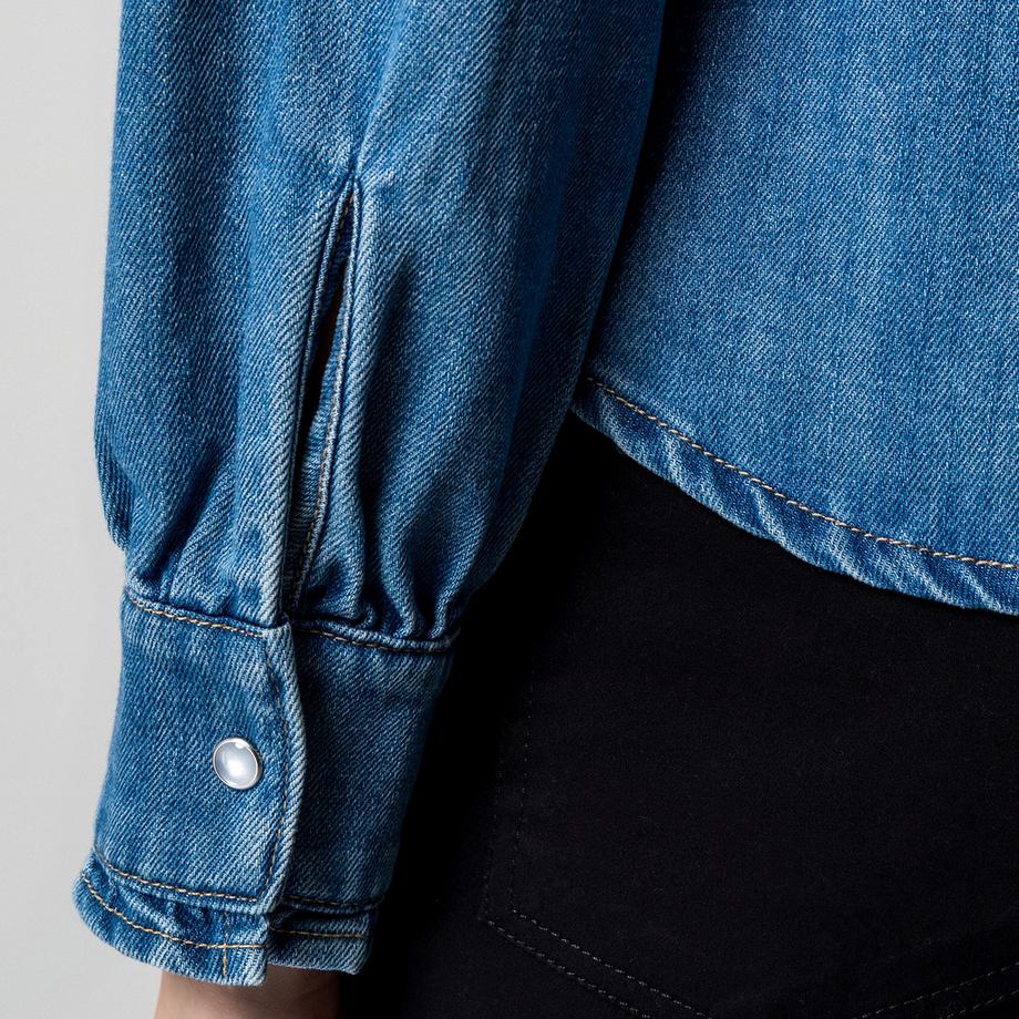 Manor Woman Denim Rüschenbluse Regular Fit  