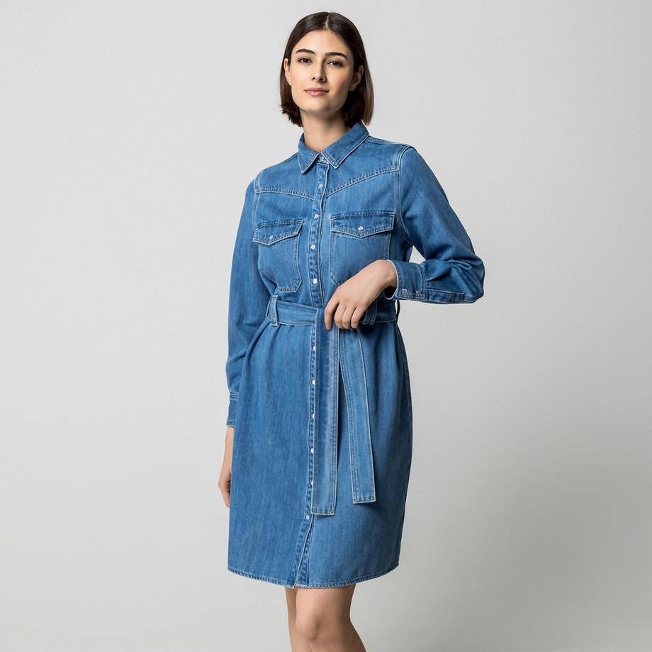 Manor Woman Abito Camicia in Denim con Cintura  