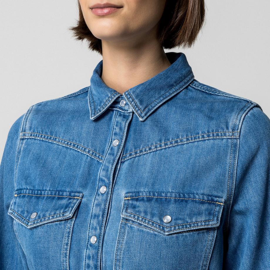 Manor Woman Abito Camicia in Denim con Cintura  