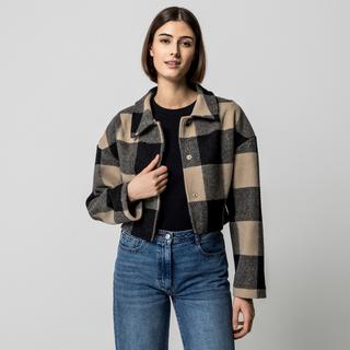 Gina Tricot Buffalo Karomuster Cropped Jacke  