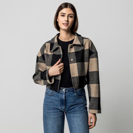 Gina Tricot Buffalo Karomuster Cropped Jacke  