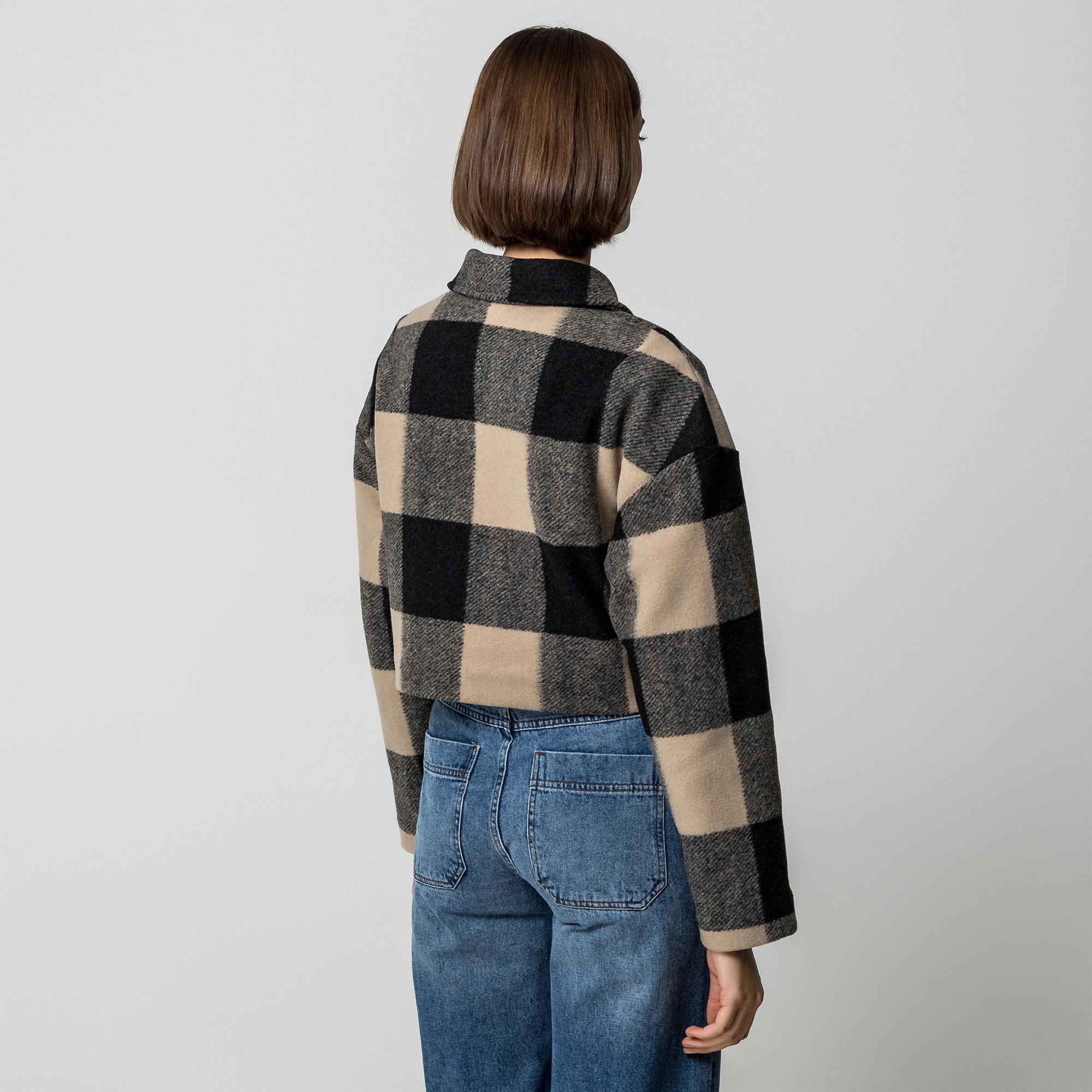 Gina Tricot Buffalo Karomuster Cropped Jacke  