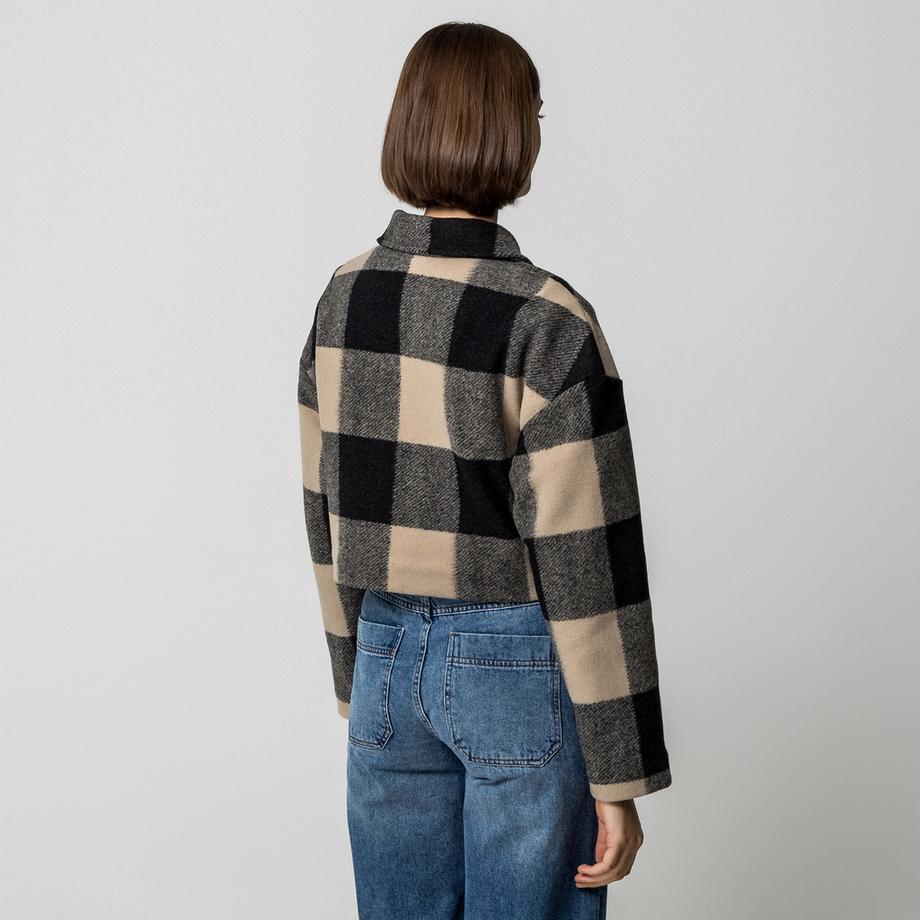 Gina Tricot Buffalo Karomuster Cropped Jacke  