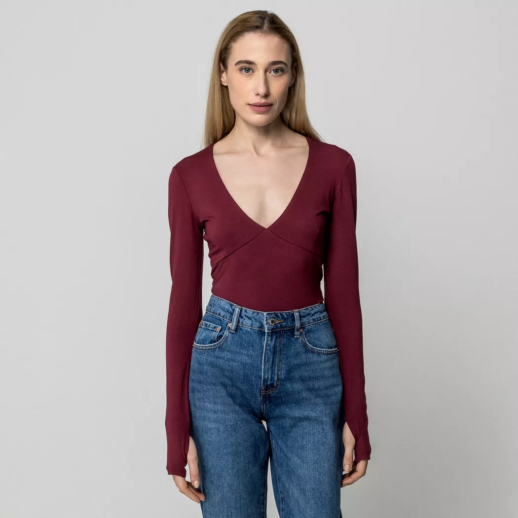 Gina Tricot - Top, für Damen, Bordeaux, Größe S