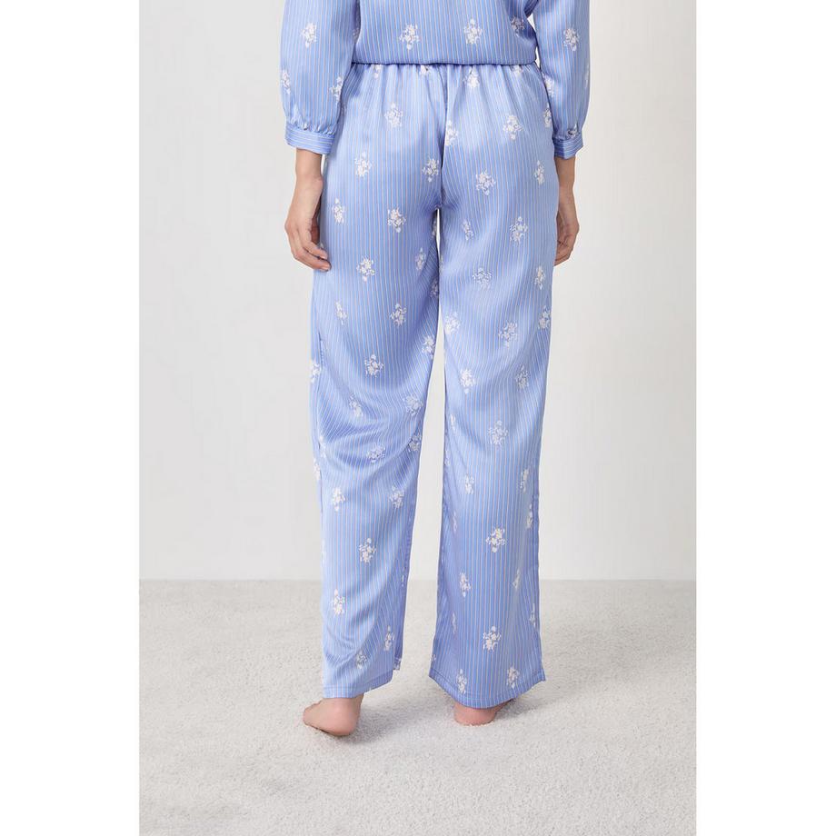 Etam Gestreifte Pyjamahose mit Blumendruck  