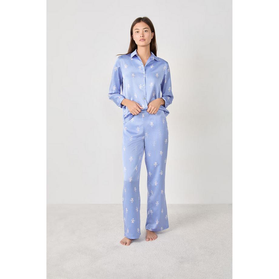 Etam Gestreifte Pyjamahose mit Blumendruck  