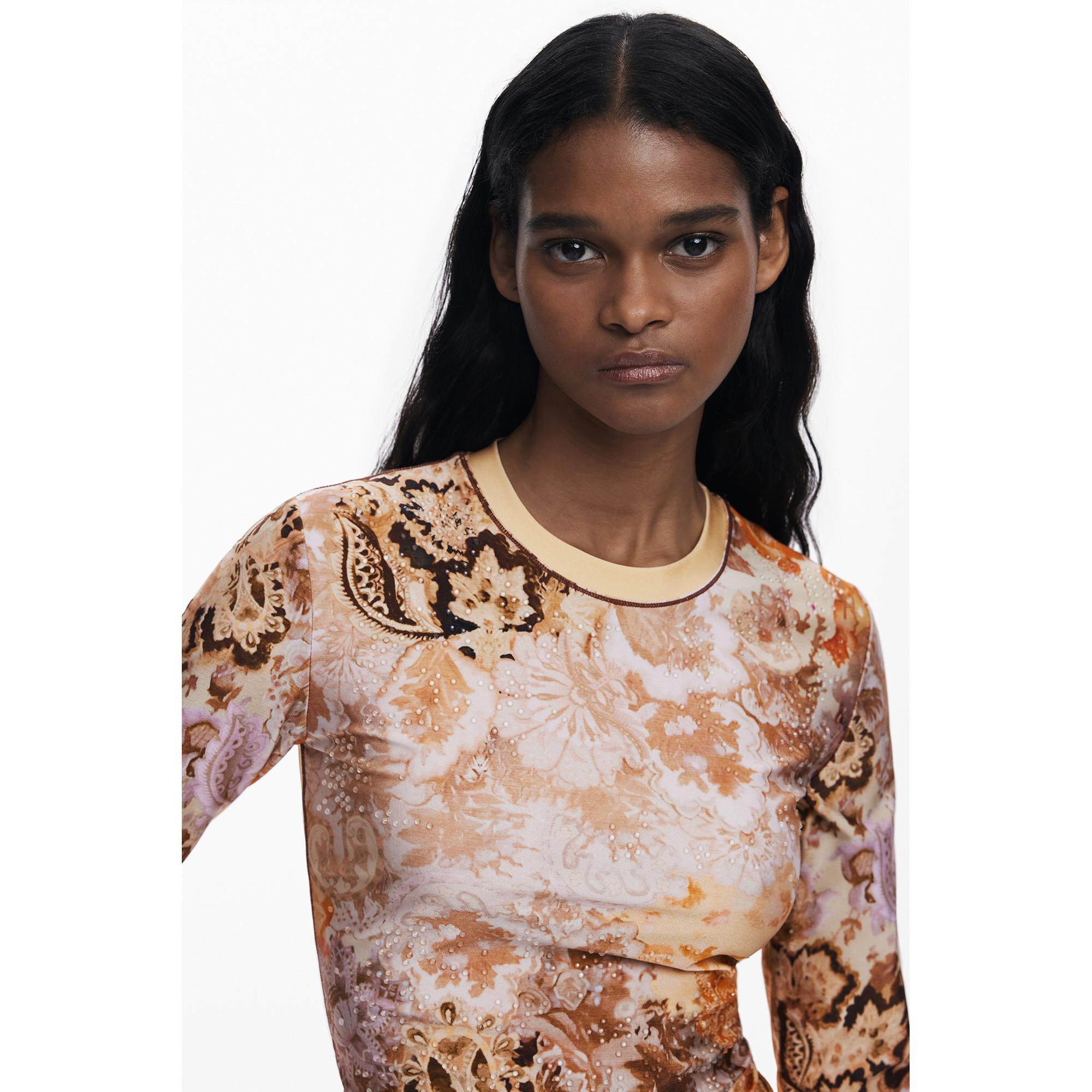 Desigual T-shirt Manches Longues Imprimé Arty Ornemental  