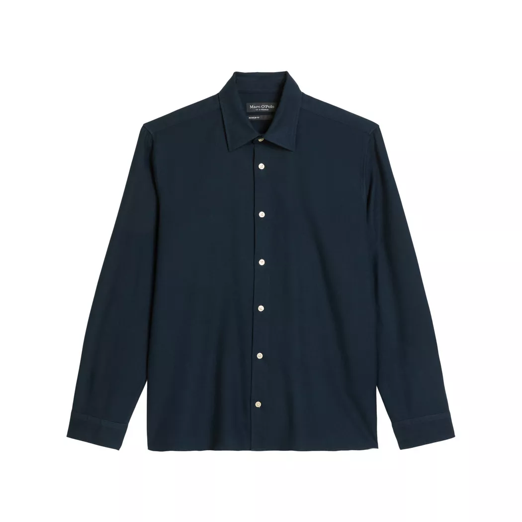 Langarmhemd MARC O'POLO "aus gestreifter Bio-Baumwolle", Herren, Gr. XXL, Normalgrößen, dunkelblau, Obermaterial: 100% Baumwolle, gestreift, regular fit normal, Doppelmanschette, Hemden