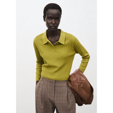 MANGO DIJON Gerippter Strick Polo Pullover  