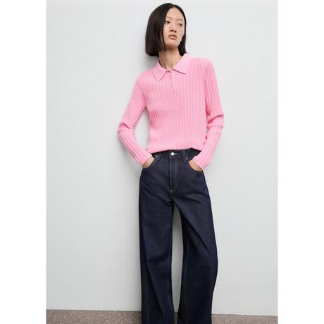 MANGO Dijon Gerippter Strick Polo Pullover  