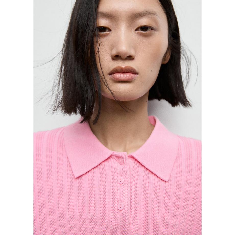 MANGO Dijon Gerippter Strick Polo Pullover  