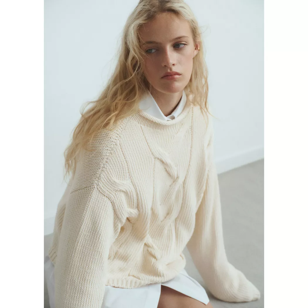 Mango - Pullover, für Damen, Ecru, Größe M