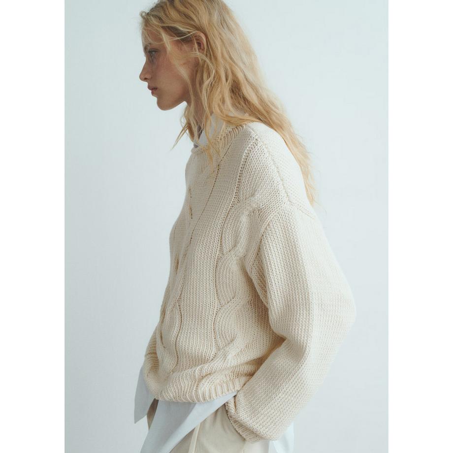 MANGO TRENZAS Pull Oversize en Maille Torsadée  