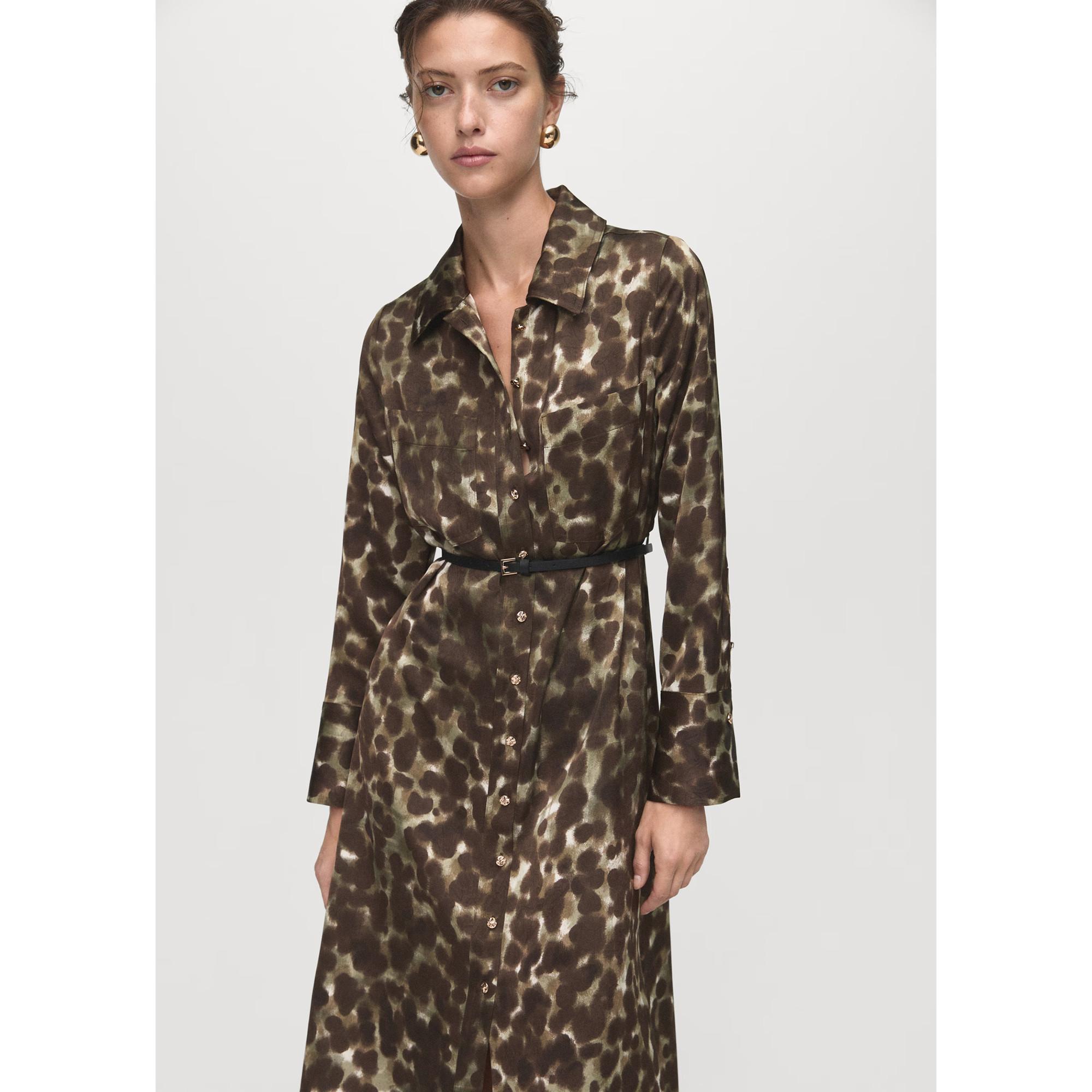 MANGO Camila All-Over Print Hemdblusenkleid  
