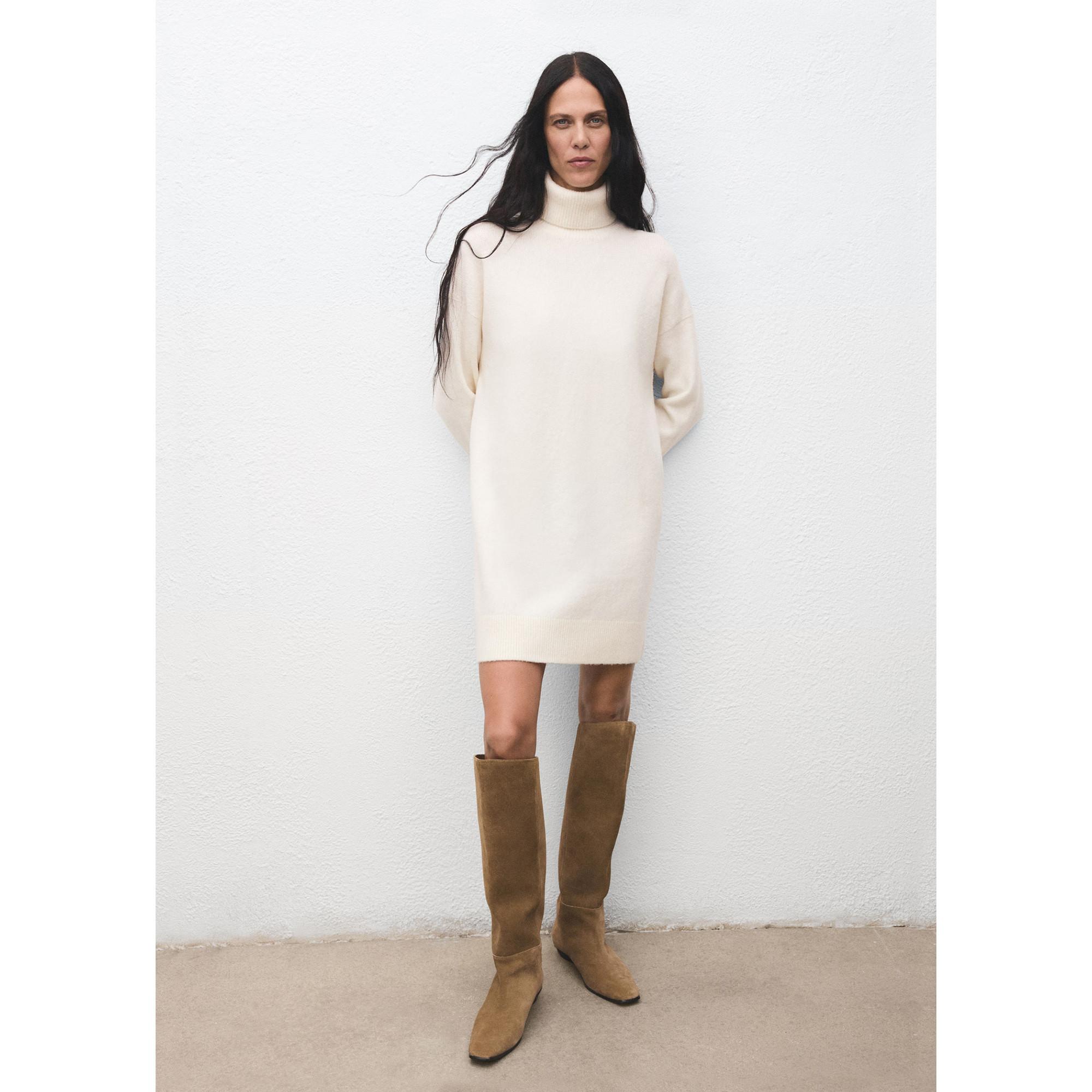 MANGO TALDOTE Rollkragen Rippstrickkleid  