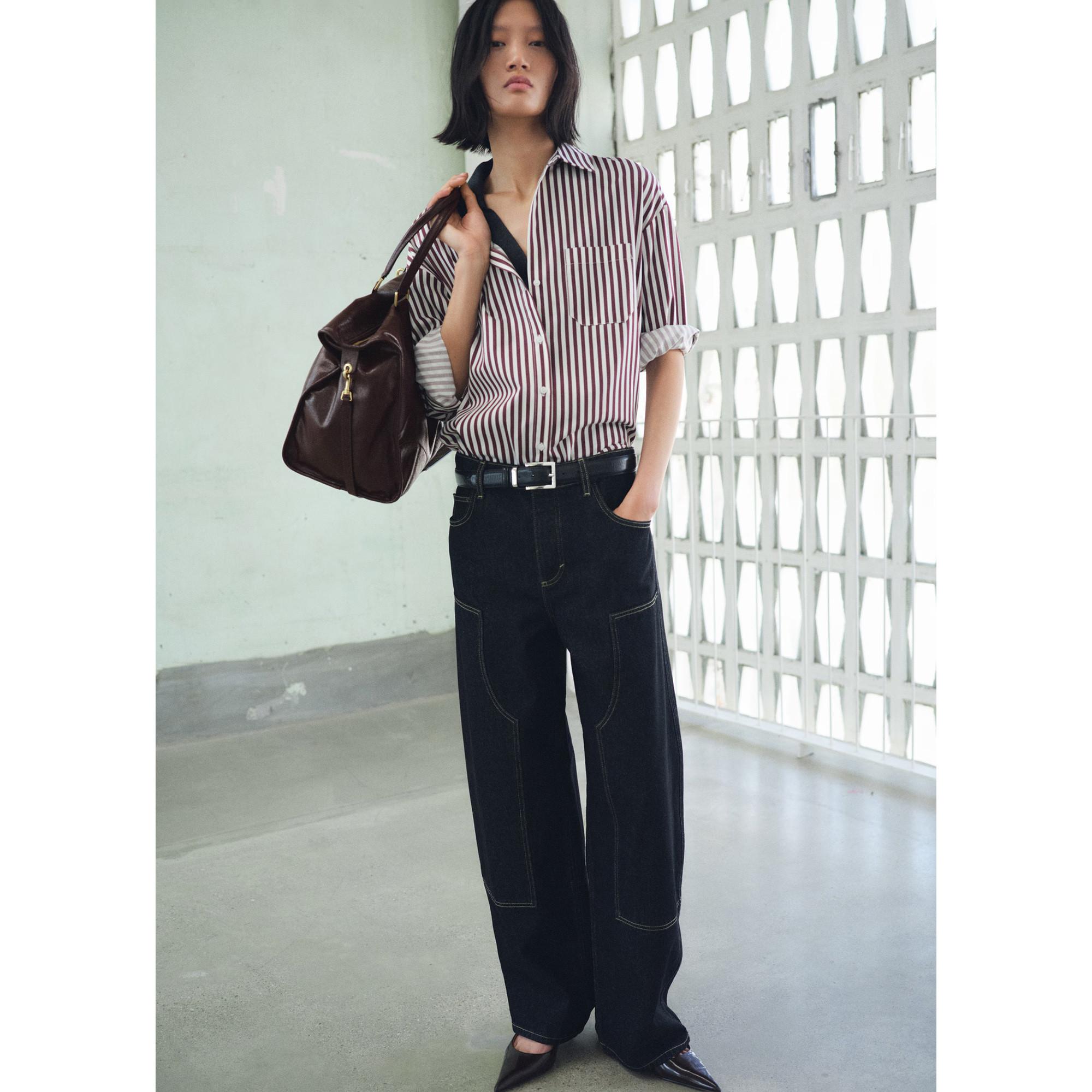 MANGO FONTANA Gestreifte Straight Fit Bluse  