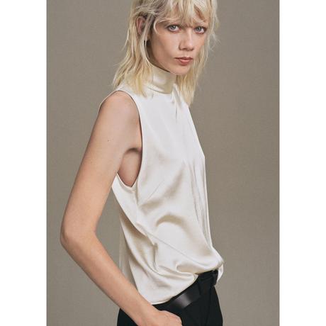 MANGO STONAK Chemisier Satin Col Roulé  