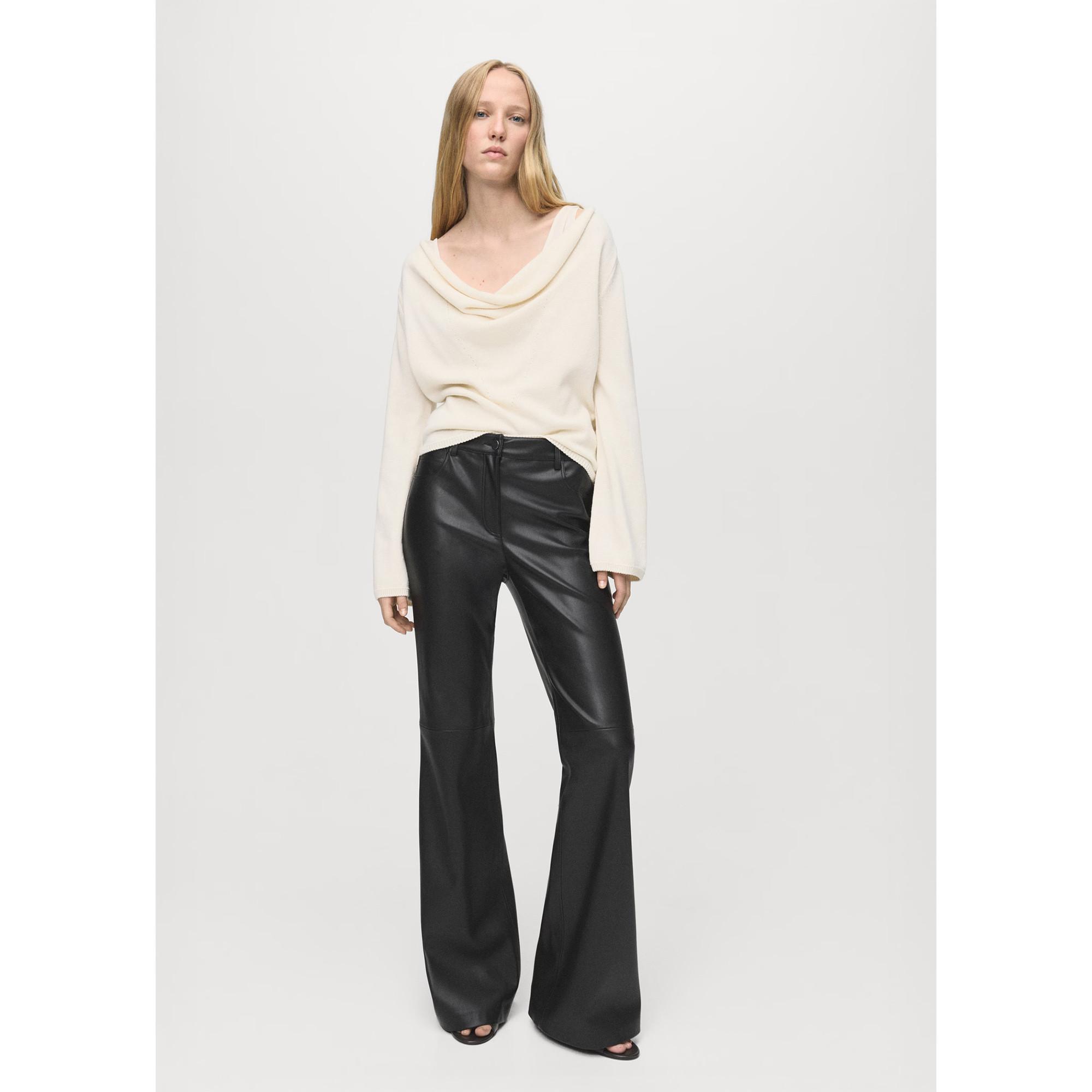 MANGO Connie Pantalon Flare Effet Cuir  