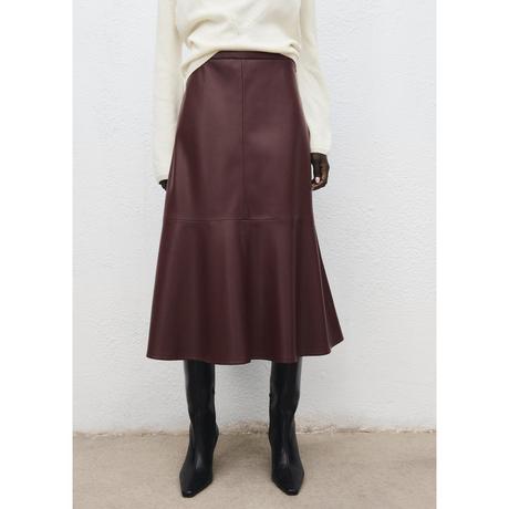 MANGO PARIS Jupe Midi Effet Cuir  