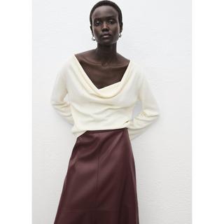 MANGO PARIS Jupe Midi Effet Cuir  