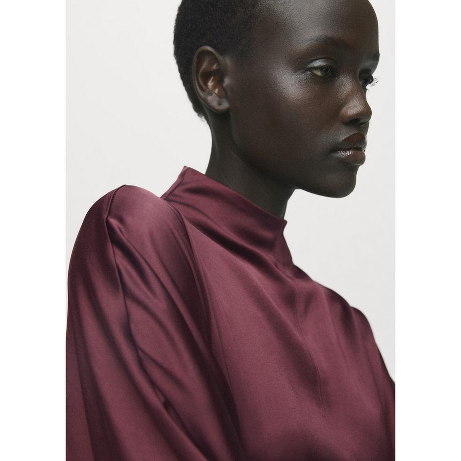 MANGO SUSI2 Robe Midi Manches Longues avec Ceinture  