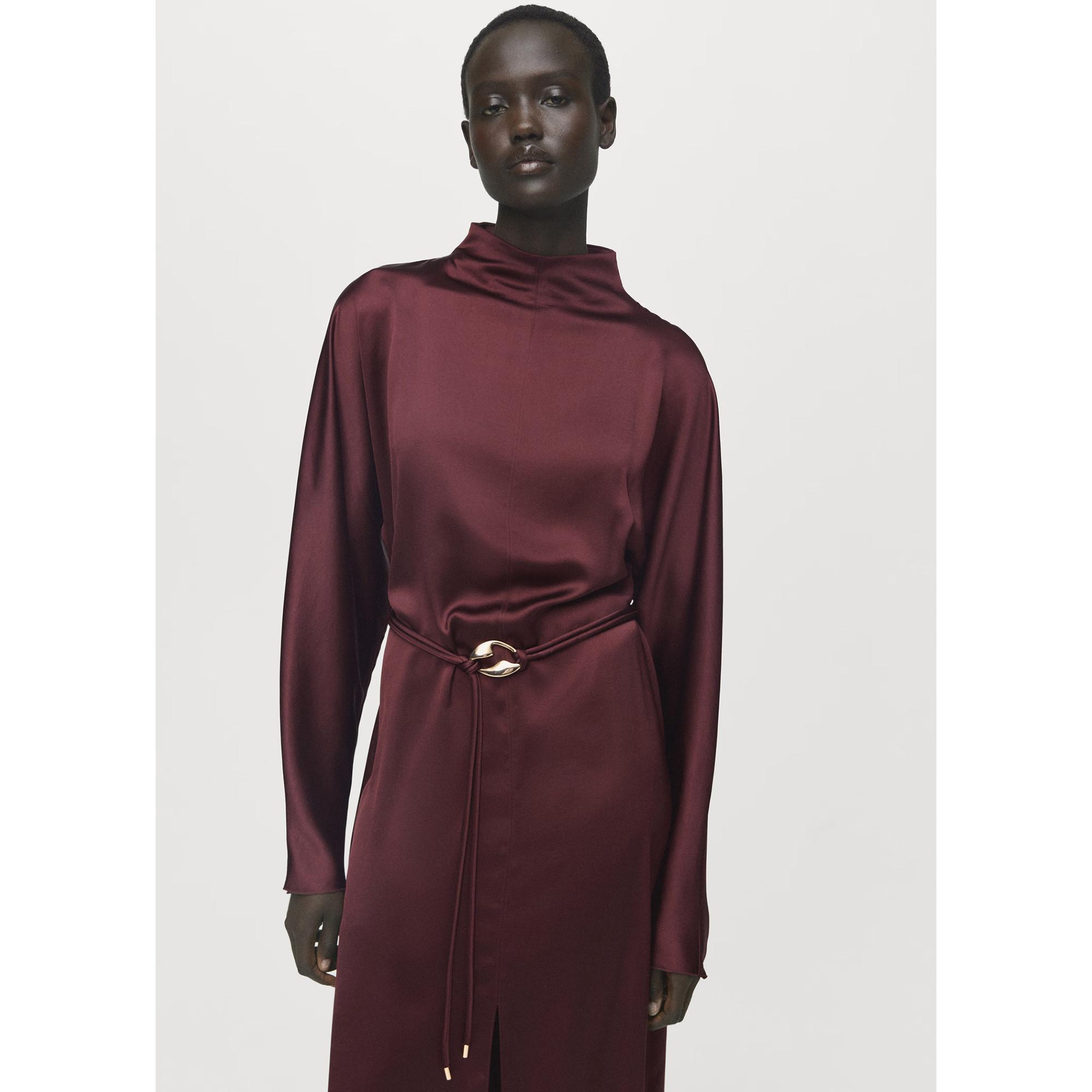 MANGO SUSI2 Langarm Midi-Kleid mit Gürtel  