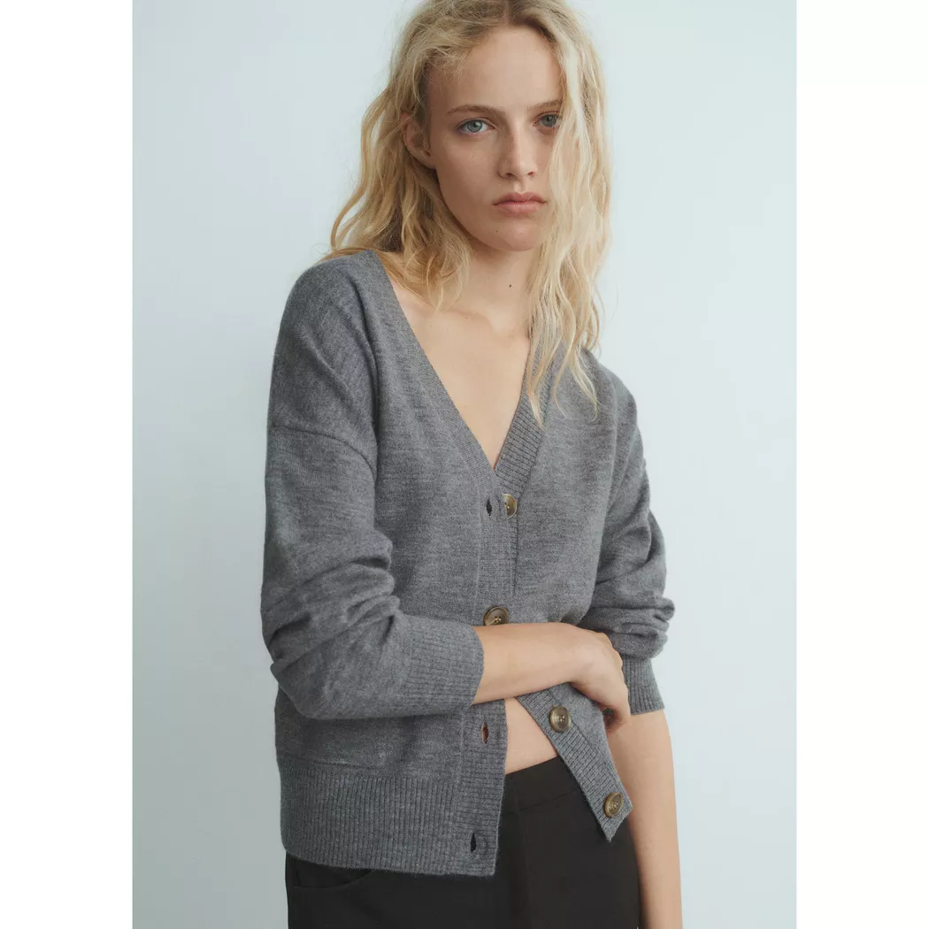 Mango - Cardigan, für Damen, Grau Melange, Größe S