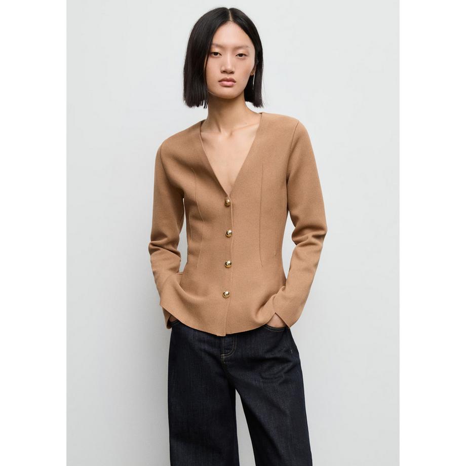 MANGO TONA V-Ausschnitt Strickjacke mit Knöpfen  