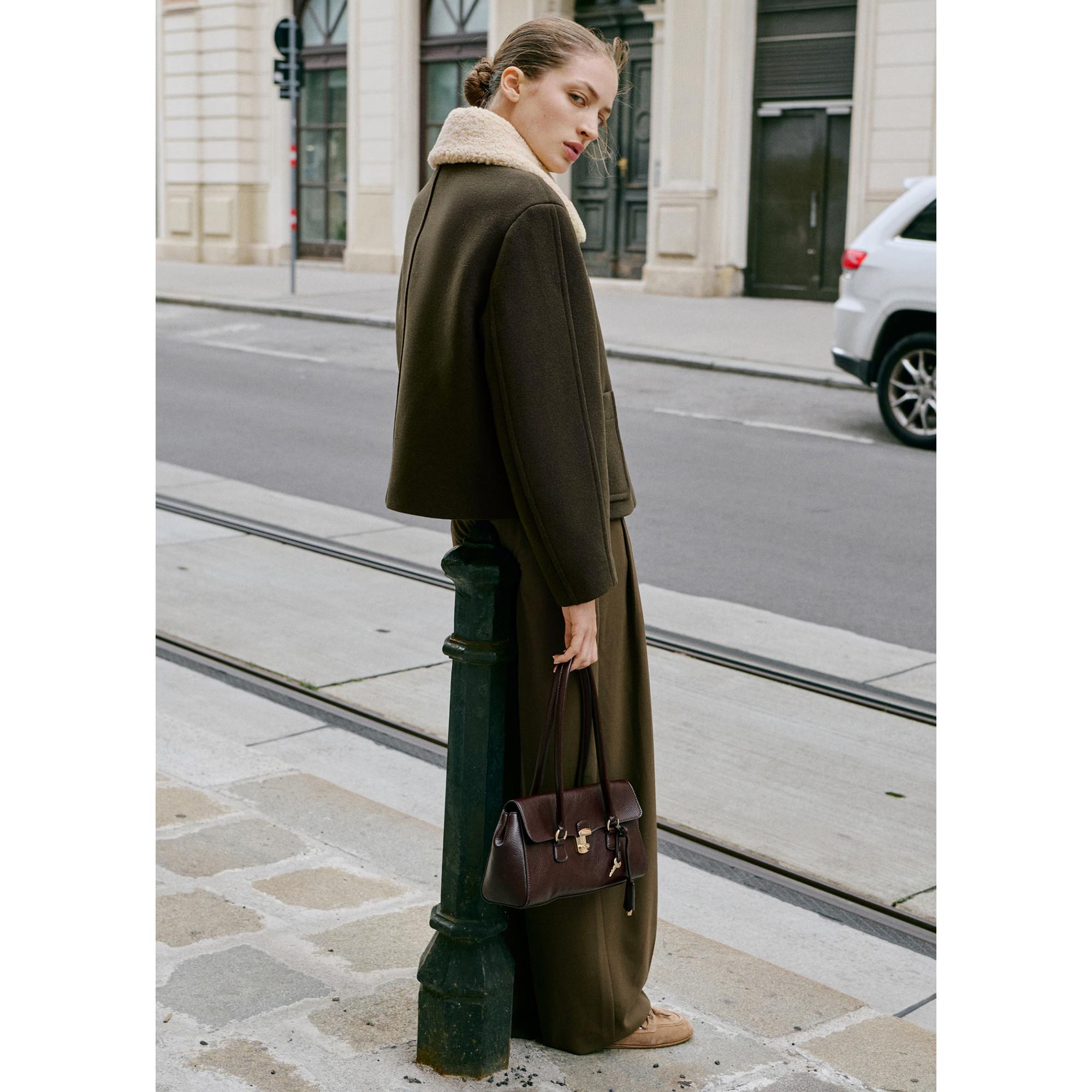 MANGO MUS Jacke mit Kunstfellkragen  