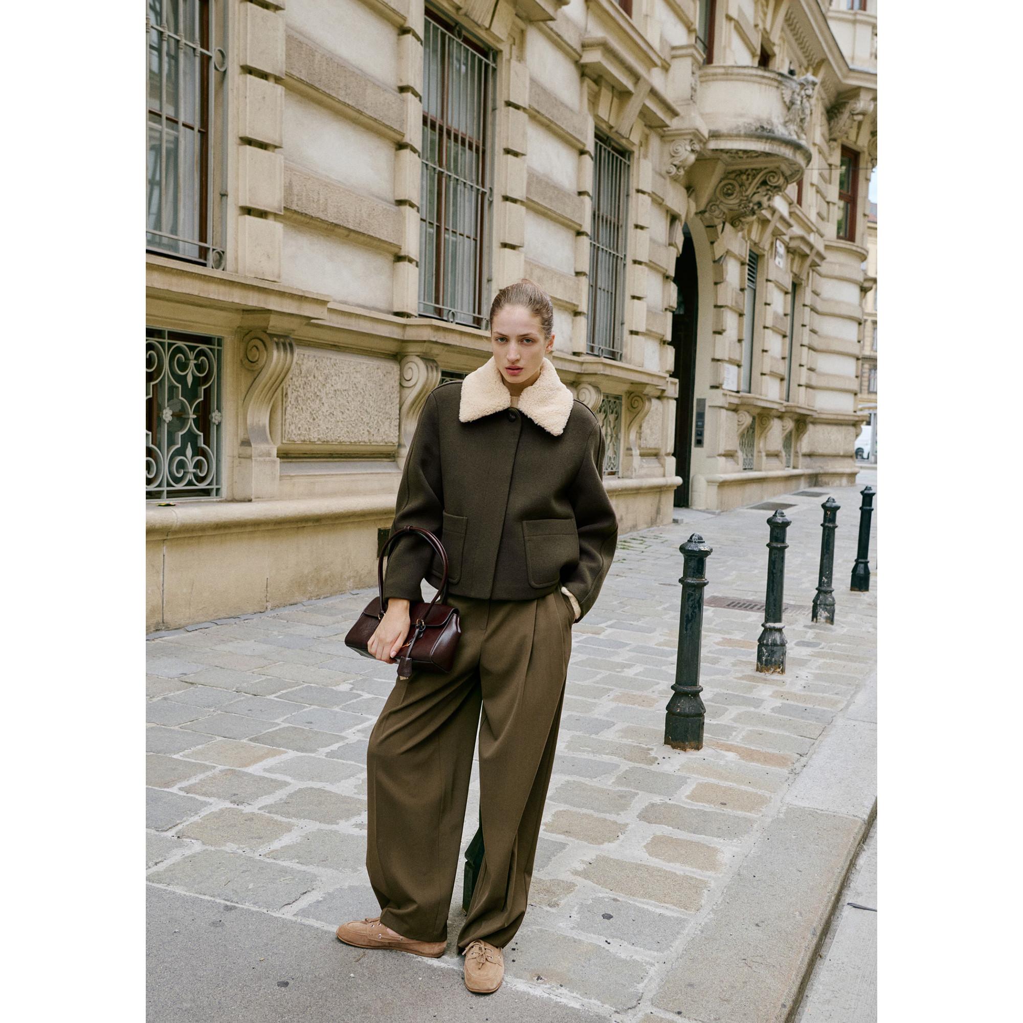 MANGO MUS Jacke mit Kunstfellkragen  