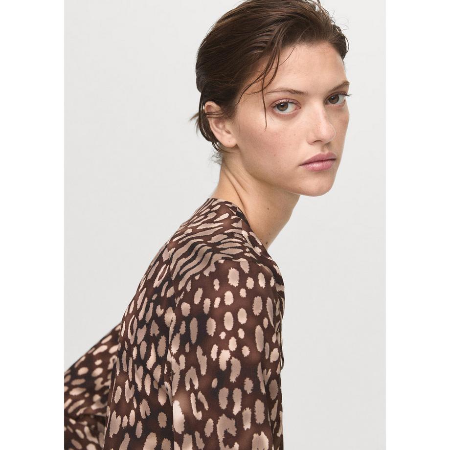 MANGO Stefi Camicetta Raso Stampa Leopardata  