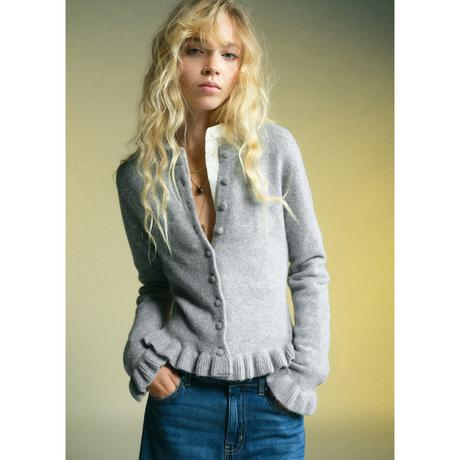 MANGO Fleur Cardigan à Ourlet Volanté  