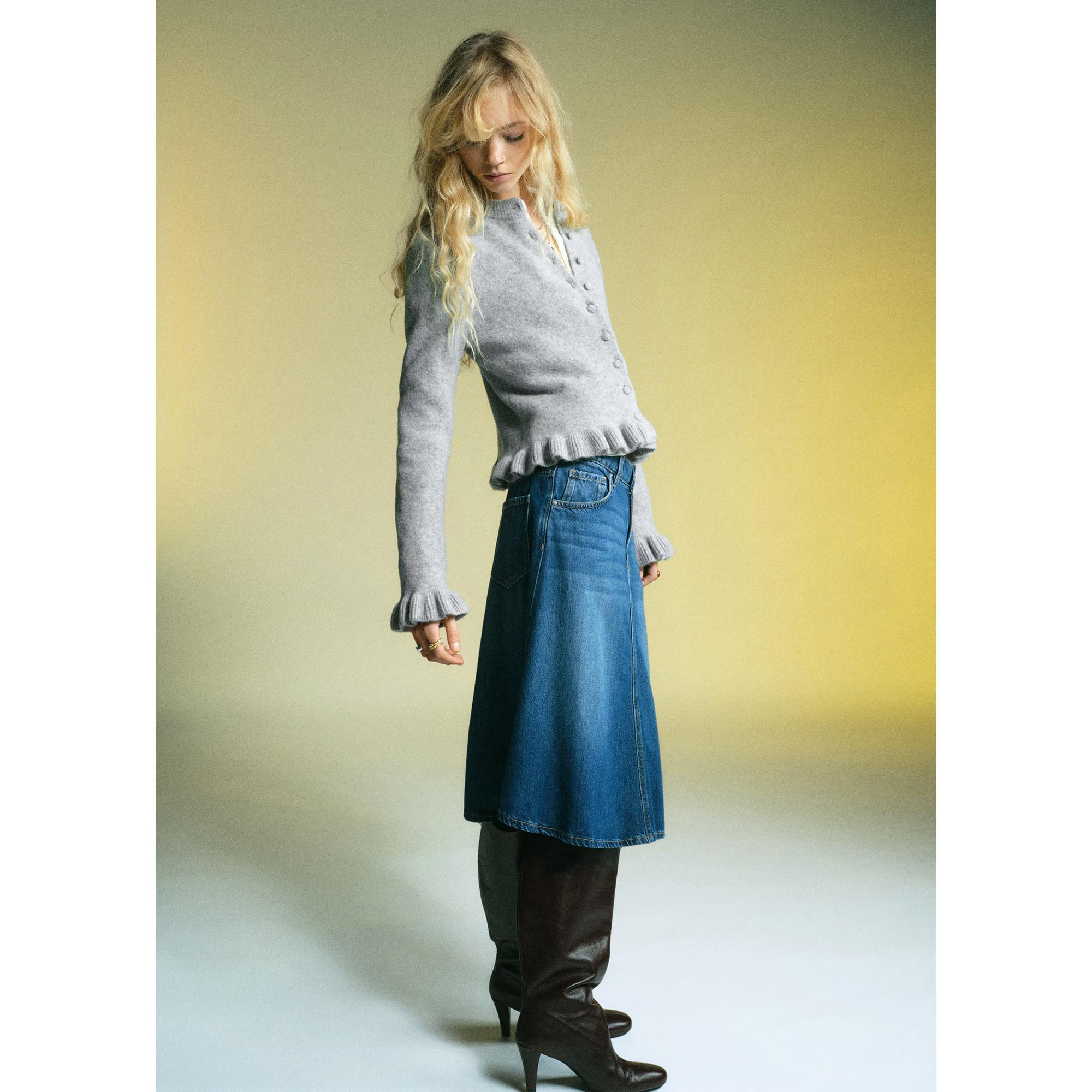 MANGO Fleur Cardigan à Ourlet Volanté  