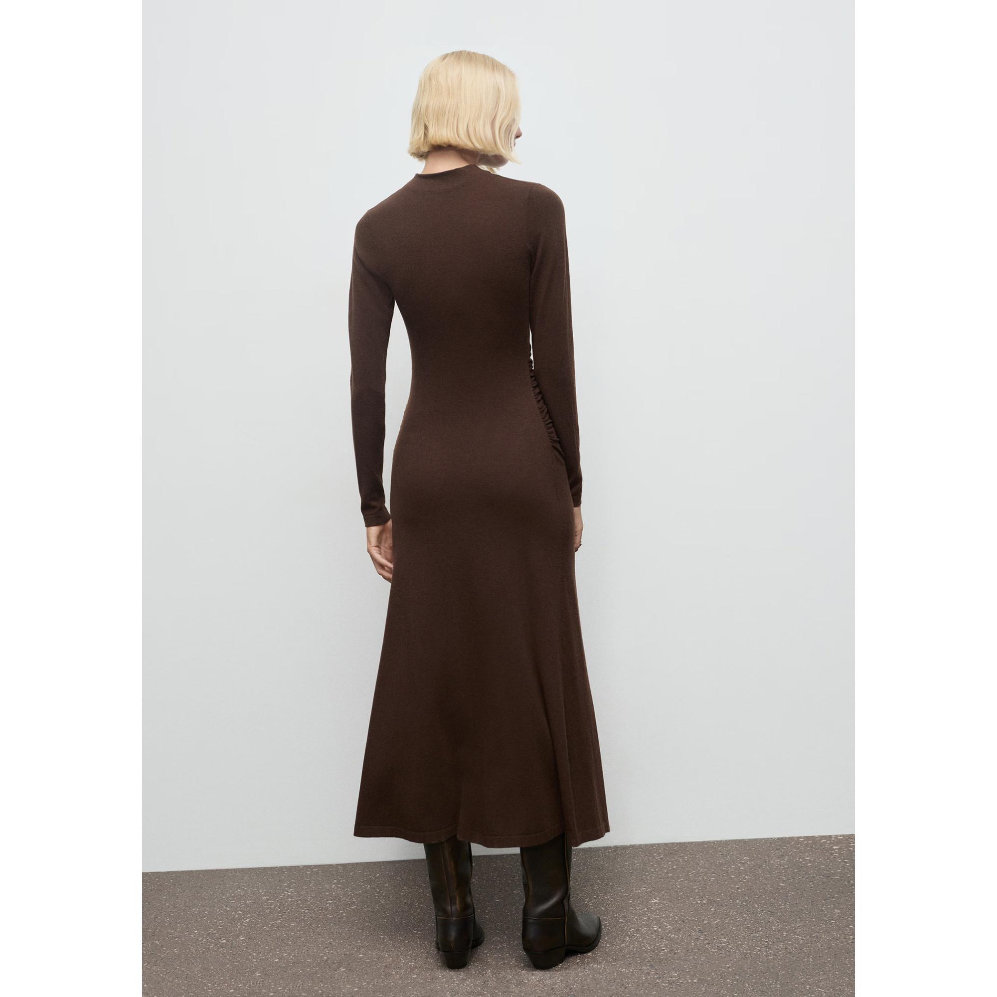 MANGO Brat Hochkragen Langarm Maxikleid  