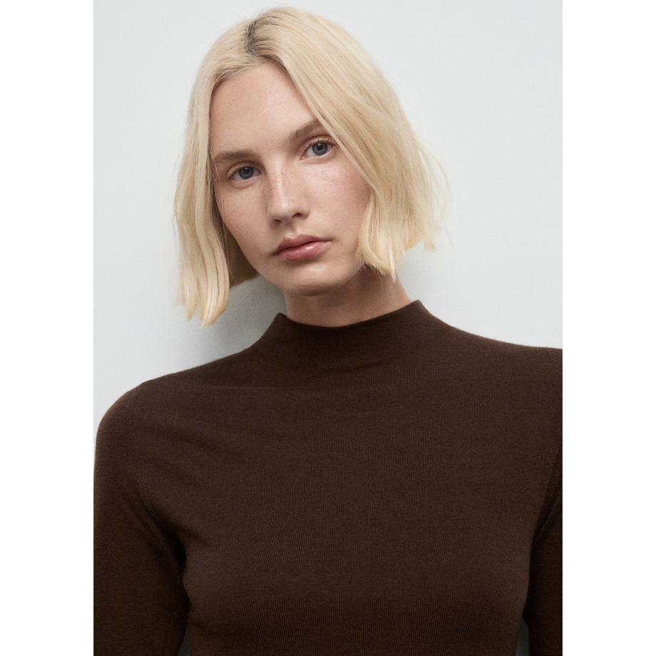 MANGO Brat Langarm Rollkragen Maxikleid  