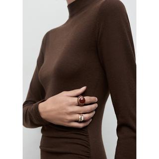 MANGO Brat Hochkragen Langarm Maxikleid  