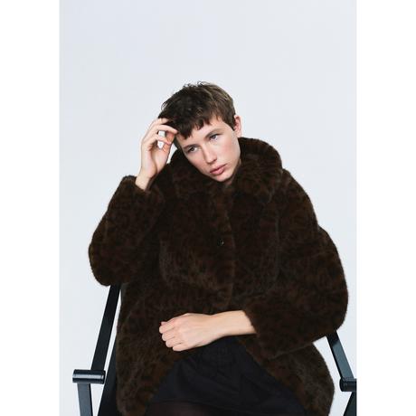 MANGO ZURICH Leopard Print Kunstpelz Mantel  