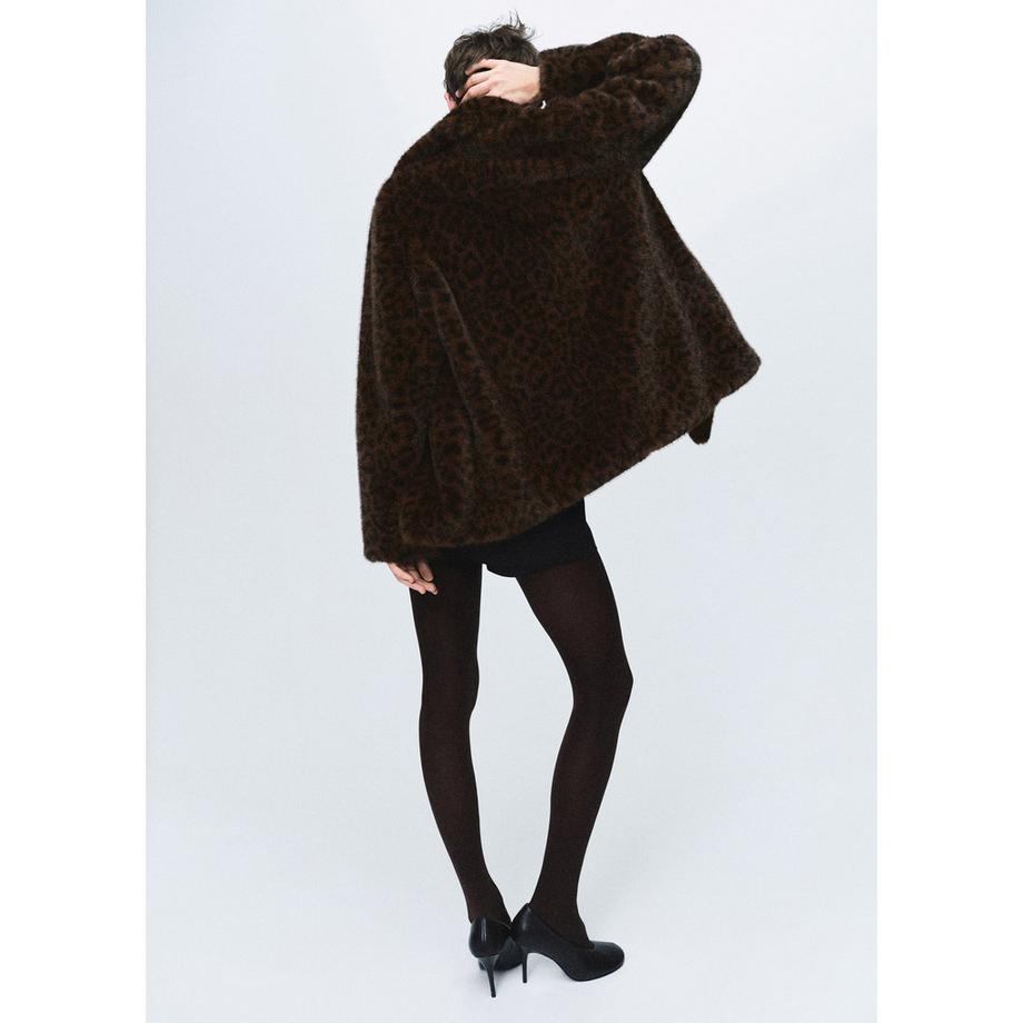 MANGO ZURICH Manteau Léopard Fausse Fourrure  