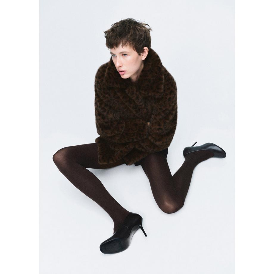 MANGO ZURICH Manteau Léopard Fausse Fourrure  