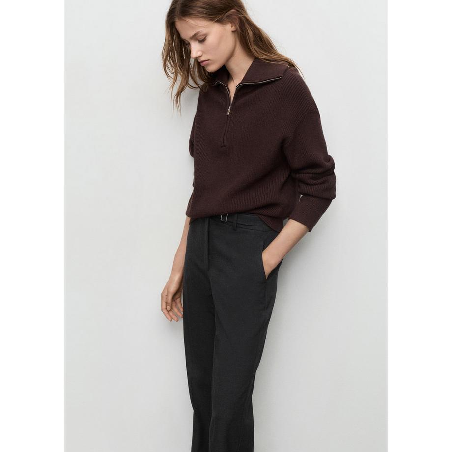 MANGO Carlota Straight Fit Hose mit Gürtel  