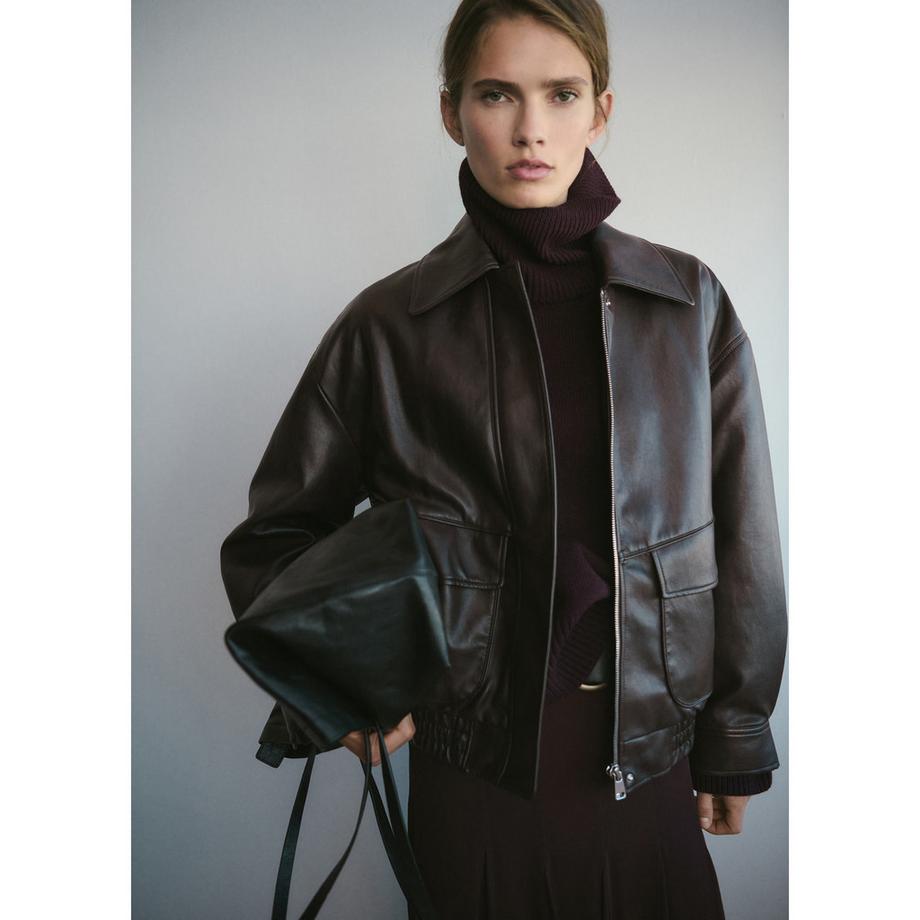 MANGO Marti Oversized Jacke in Lederoptik  