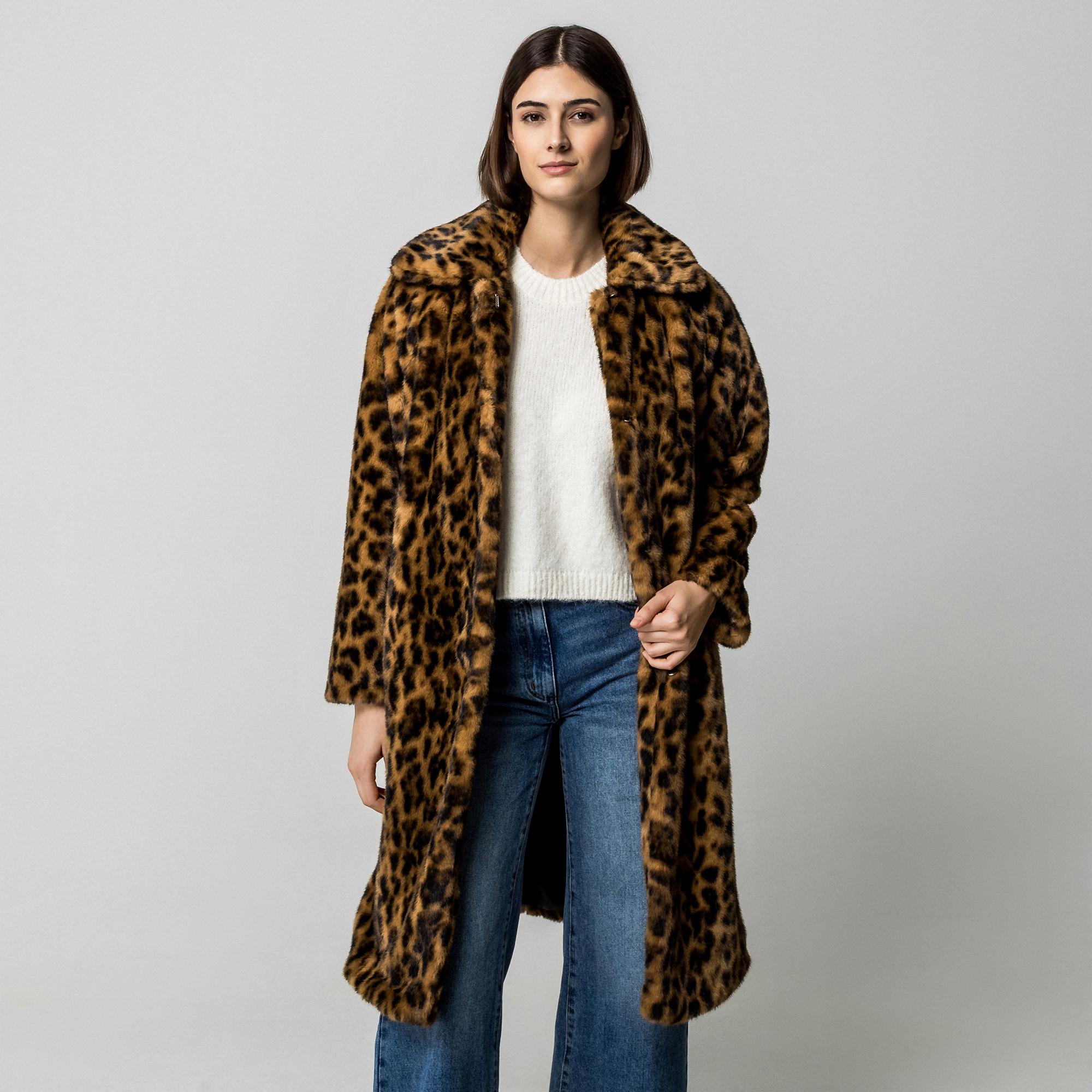 HUGO Mafelda-1 Manteau en fausse fourrure imprimé léopard  