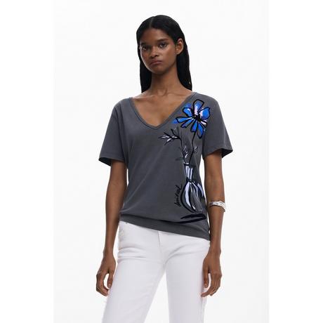 Desigual V-Ausschnitt Blumenprint T-Shirt  