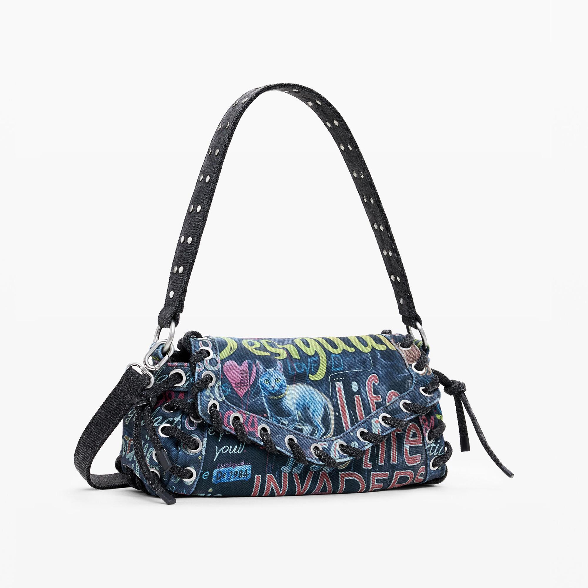 Desigual Borsa a Tracolla Baguette Stampa Graffiti  