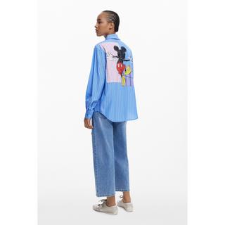 Desigual Oversize Nadelstreifen Mickey Mouse Langarmhemd  