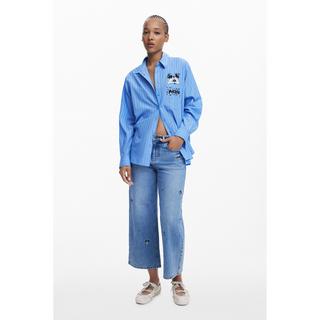 Desigual Oversize Nadelstreifen Mickey Mouse Langarmhemd  